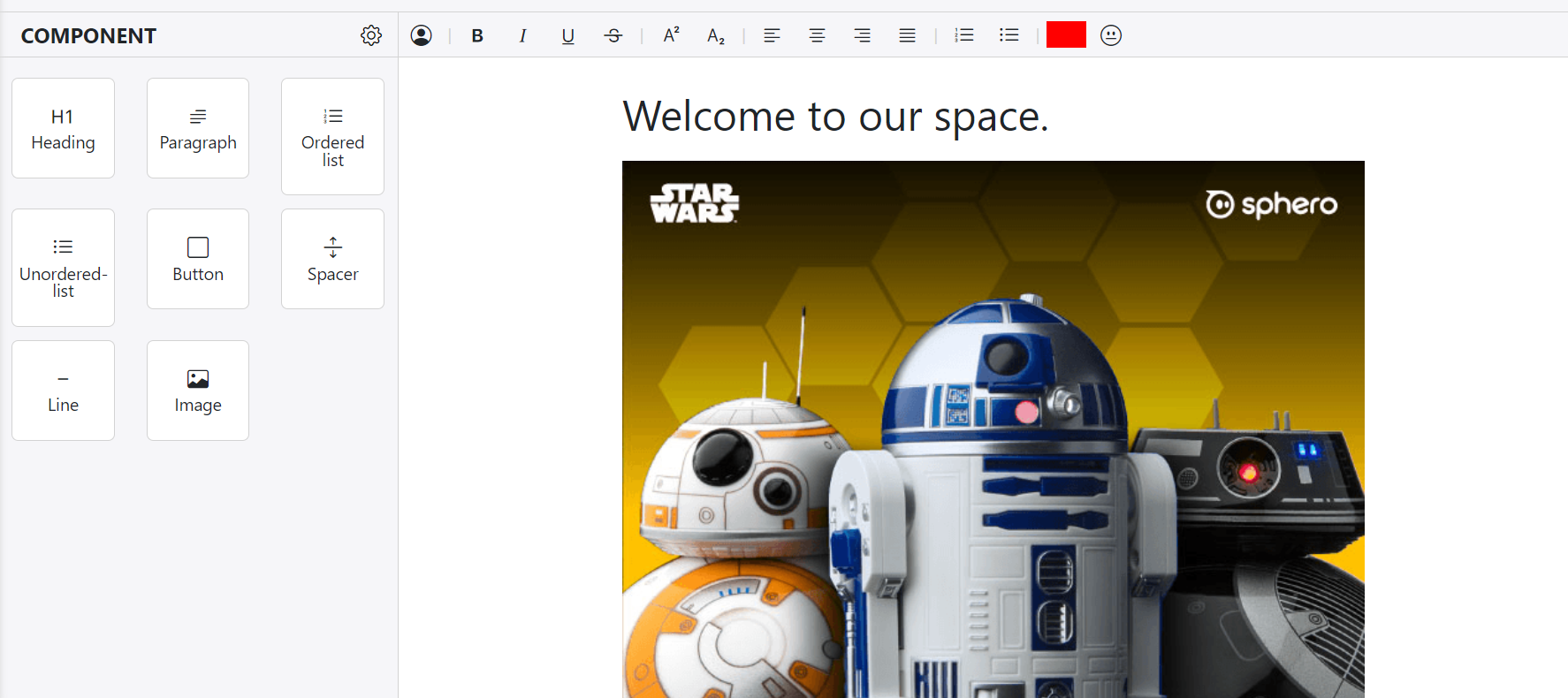 Edit content email template